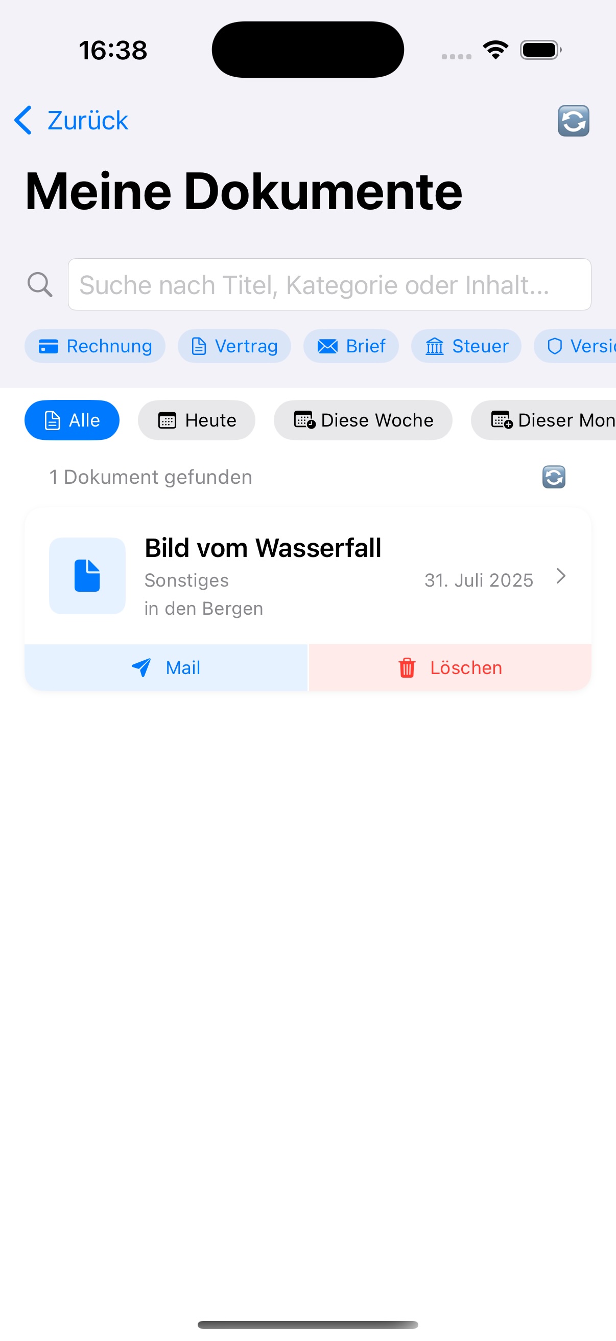 Dokument Details mit Metadaten iPhone App